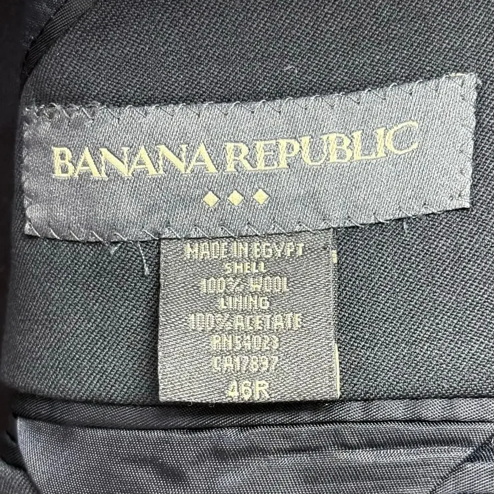 Banana Republic Blazer Men’s Wool Black Suit Coat, 3 Button, Lined Size 36R